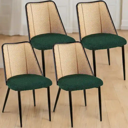 Dining Chairs Set of 4,Boucle Chairs with Natural Cane Back