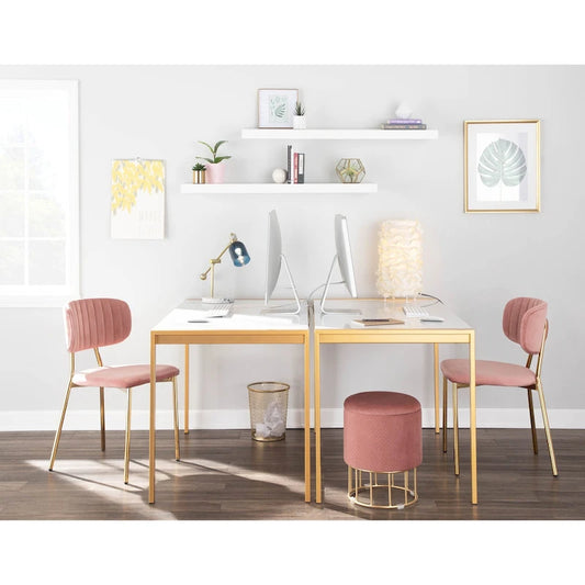 Fuji Contemporary-Glam Gold Dining Table - N/A