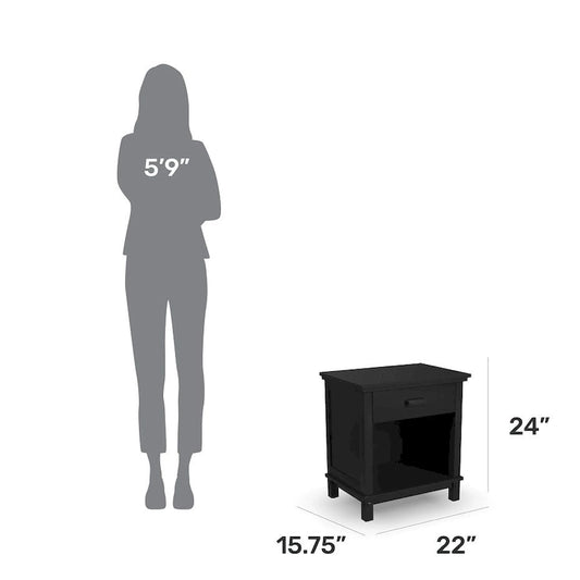 Homestyles Oak Park Black Wood Nightstand