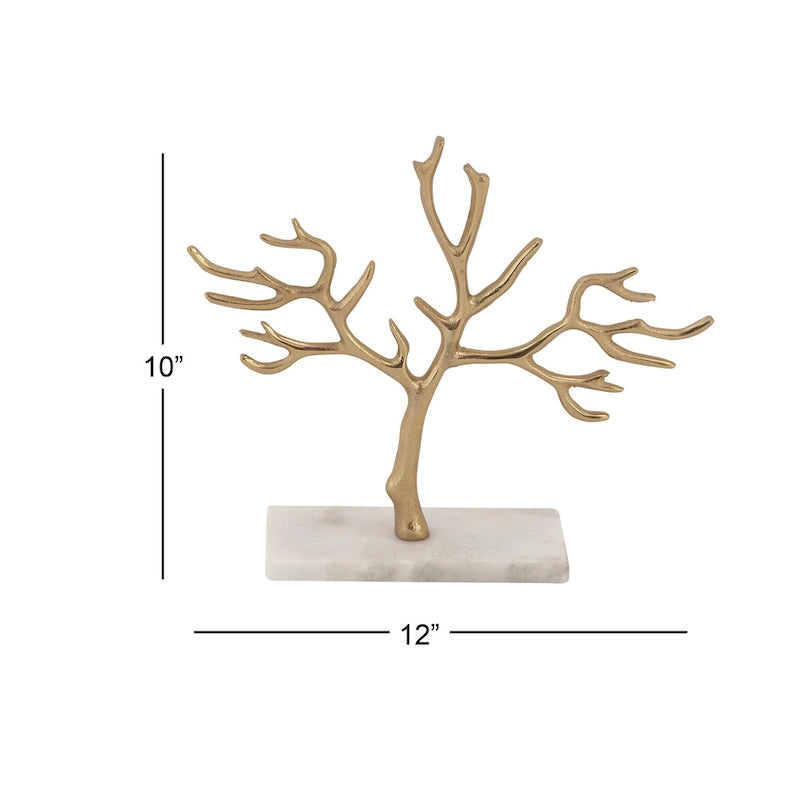 CosmoLiving by Cosmopolitan Marble Tree Jewelry Stand with Rectangular Base
