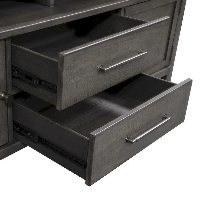 Modern Farmhouse Dusty Charcoal Distressed 66 Inch Entertainment Console