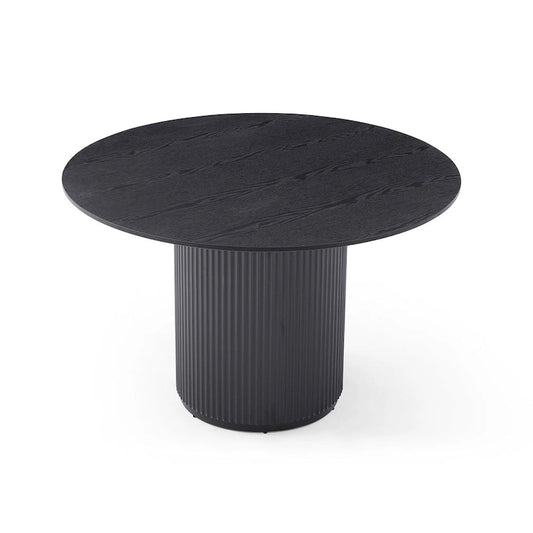 Black Round Dining Table, MDF handcraft Pedestal Dining Room Table