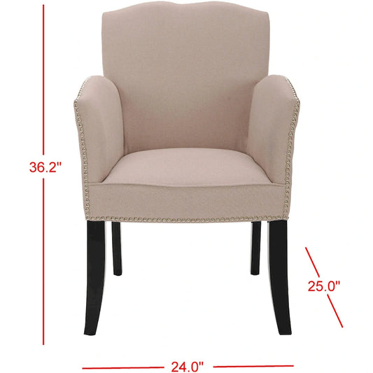 SAFAVIEH Veloudo Tan Linen Arm Chair - 24 x 25 x 36.2 - 24Wx25Dx36H