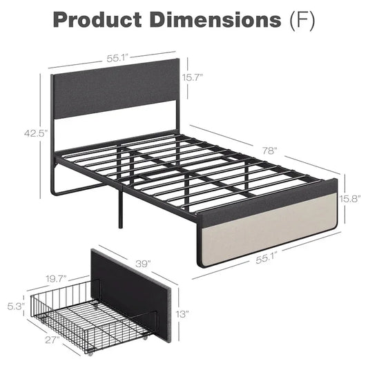 Bed Frame with 2 Storage Drawers