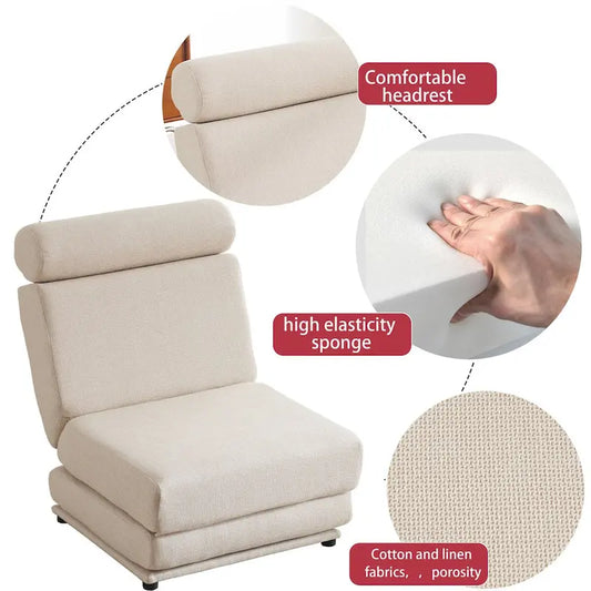 Single Sofa Chair Foldable Bed with Pillow,Portable Sofa Bed,Sofa Chair,Made of Breathable and Wearable Linen