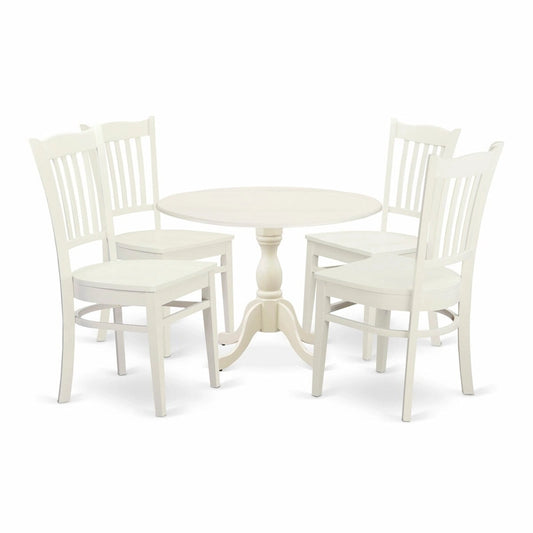 East West Furniture 5 Piece Dining Room Table Set- a Round Kitchen Table and 4 Dining Chairs, (Finish Options)