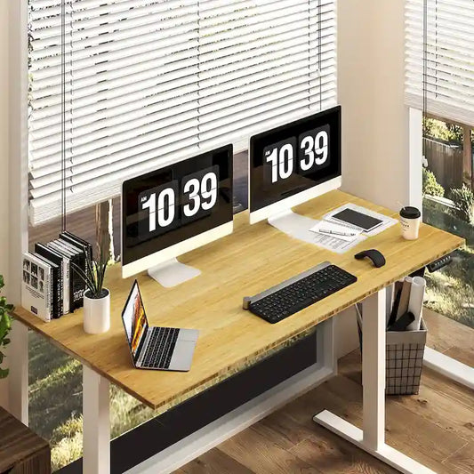 FlexiSpot 100% Bamboo Whole-Piece Desktop Ergonomic Electric Home Office Standing Desk Memory Controller