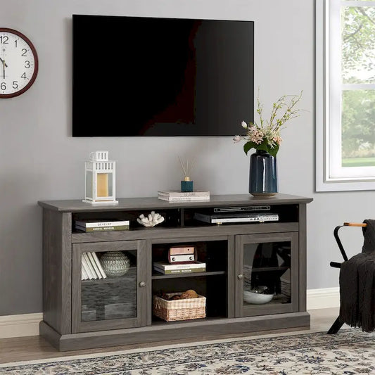 Modern TV Stand with Open and Closed Storage