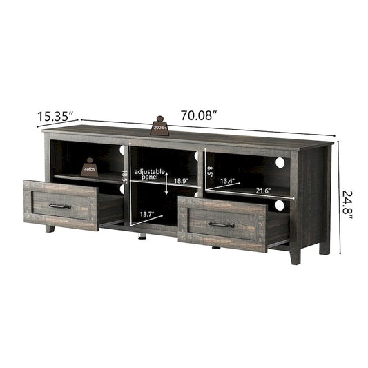 70 Inch Length TV Stand with 2 Drawers and 4 Storage Compartment