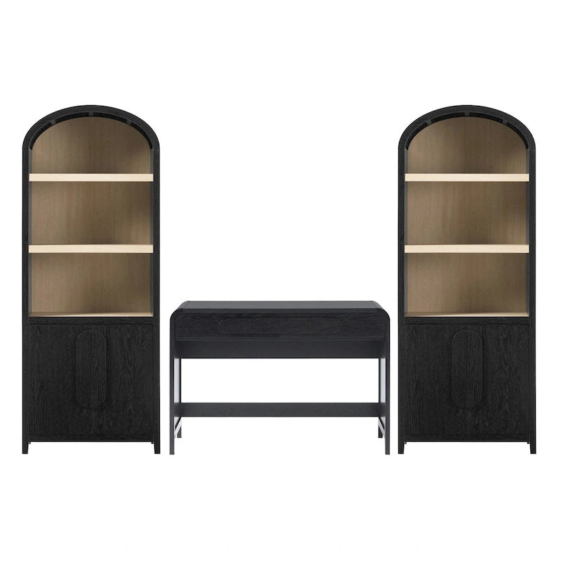 Middlebrook 3-Piece Set Writing Desk with 2 Cabinet Bookcases