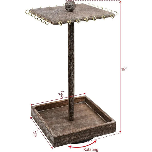Wooden Rotating Jewelry Organizer - S