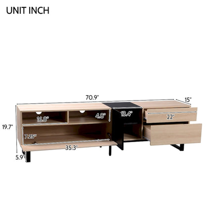 Natural+Black 70.9 TV Stand with Double Storage for 80 TVs