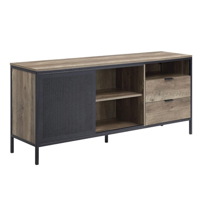 Oak Industrial 63 TV Stand with Storage Drawers & Shelf for 60 TVs