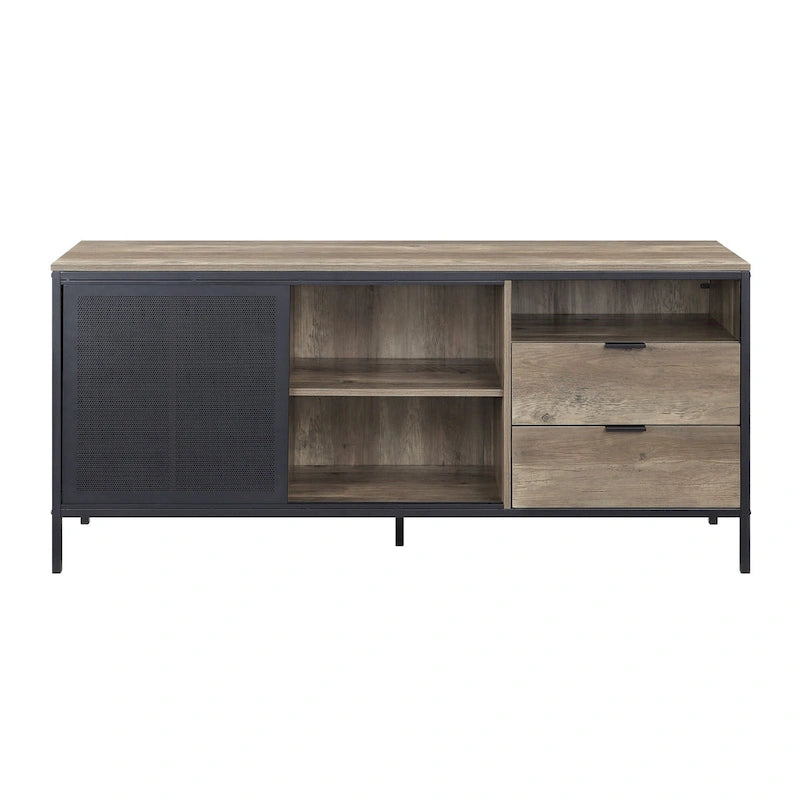 Oak Industrial 63 TV Stand with Storage Drawers & Shelf for 60 TVs