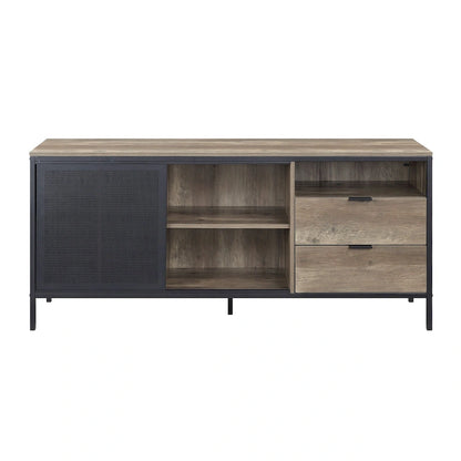 Oak Industrial 63 TV Stand with Storage Drawers & Shelf for 60 TVs