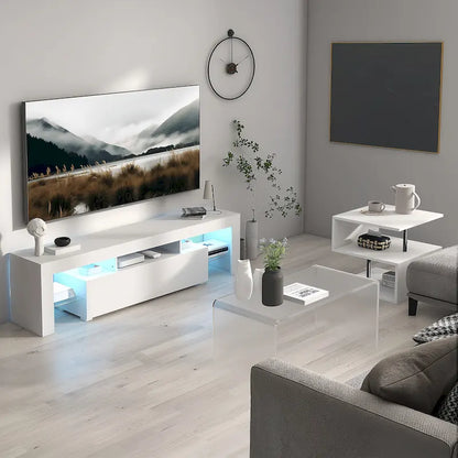 51.18 TV Stand with Flip Door & Glass Shelf for 55 TVs