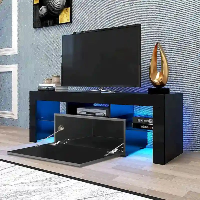 51.18 TV Stand with Flip Door & Glass Shelf for 55 TVs