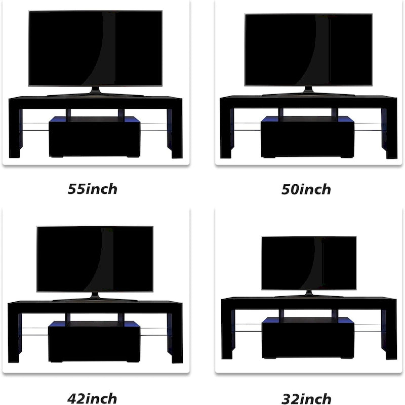 51.18 TV Stand with Flip Door & Glass Shelf for 55 TVs