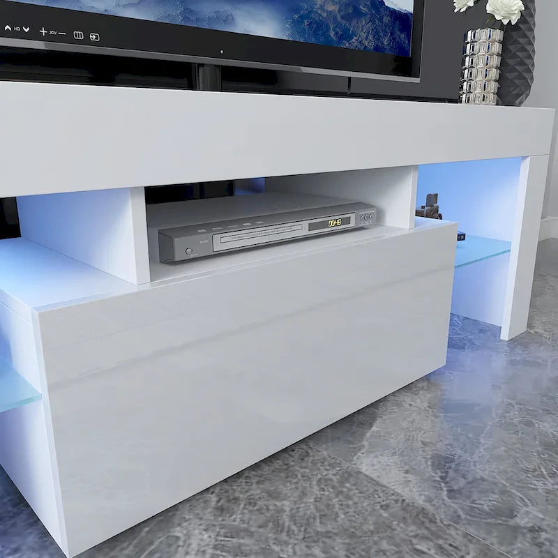 51.18 TV Stand with Flip Door & Glass Shelf for 55 TVs