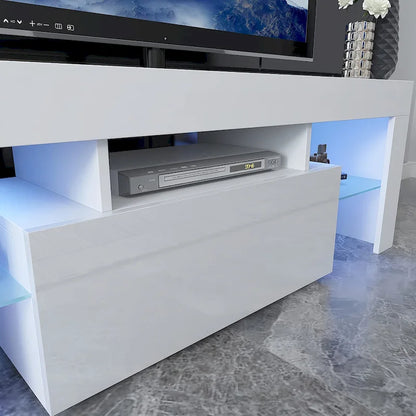 51.18 TV Stand with Flip Door & Glass Shelf for 55 TVs