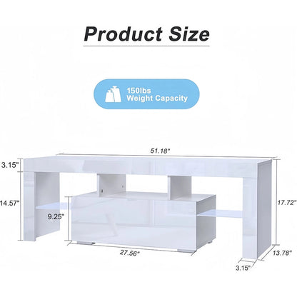 51.18 TV Stand with Flip Door & Glass Shelf for 55 TVs