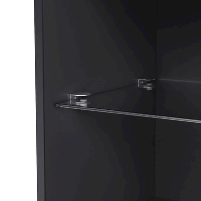 TV Stand with 34.2 Non-heating Electric Fireplace,Entertainment Center with LED Light,Tempered Glass Shelves for TVs up to 75