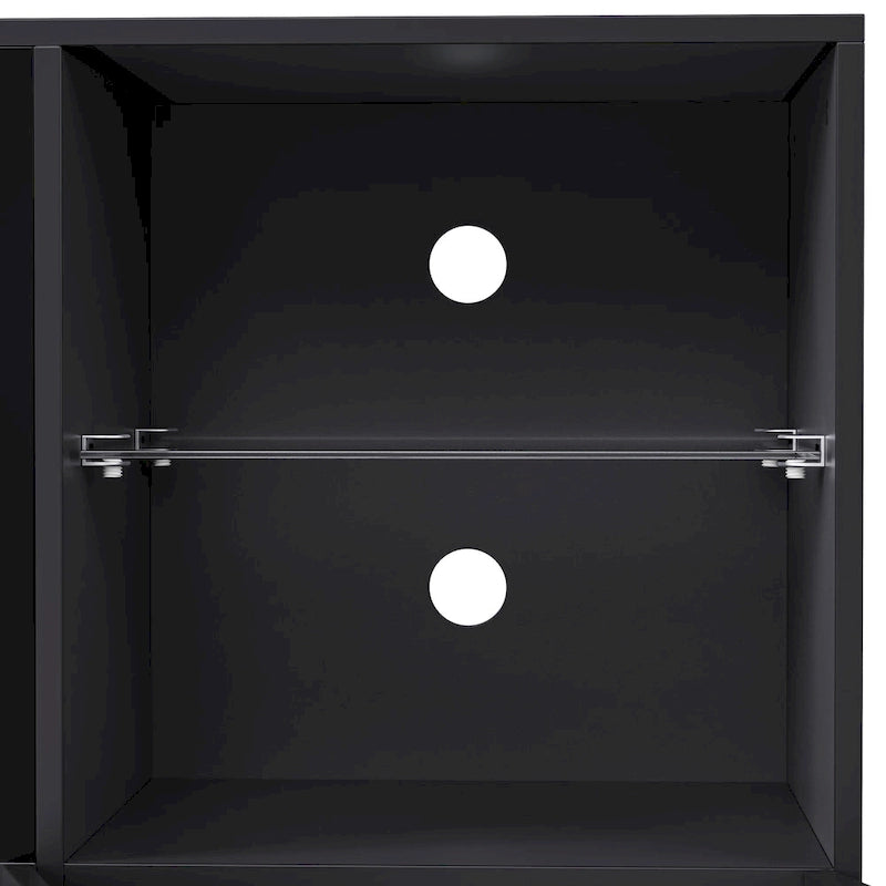 TV Stand with 34.2 Non-heating Electric Fireplace,Entertainment Center with LED Light,Tempered Glass Shelves for TVs up to 75