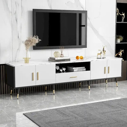 71 Modern TV Stand with 2 Cabinets& Open Compartments, Entertainment Center for TVs up to 80, Television Console