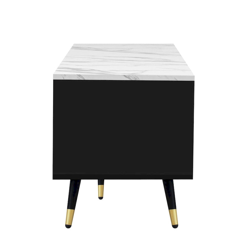 71 Modern TV Stand with 2 Cabinets& Open Compartments, Entertainment Center for TVs up to 80, Television Console