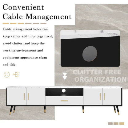 71 Modern TV Stand with 2 Cabinets& Open Compartments, Entertainment Center for TVs up to 80, Television Console