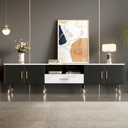 71 Modern TV Stand with 2 Cabinets& Open Compartments, Entertainment Center for TVs up to 80, Television Console