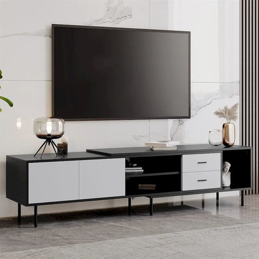 Modern TV Stand with 2 Doors and Large Storage Cabinet
