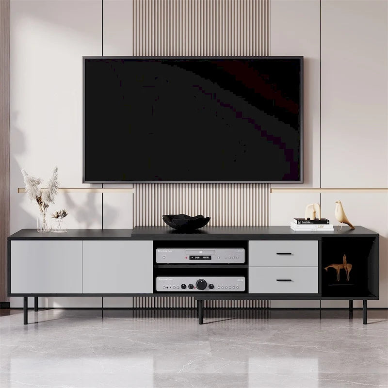 Modern TV Stand with 2 Doors and Large Storage Cabinet