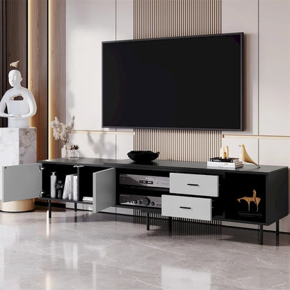 Modern TV Stand with 2 Doors and Large Storage Cabinet