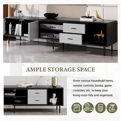 Modern TV Stand with 2 Doors and Large Storage Cabinet