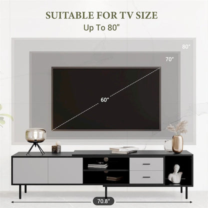 Modern TV Stand with 2 Doors and Large Storage Cabinet