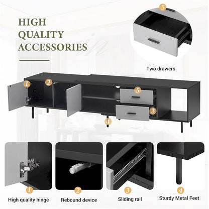 Modern TV Stand with 2 Doors and Large Storage Cabinet