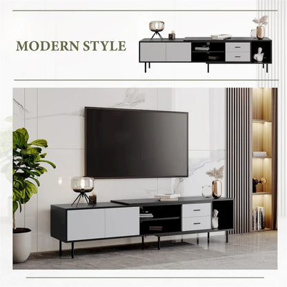 Modern TV Stand with 2 Doors and Large Storage Cabinet