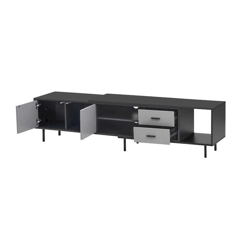 Modern TV Stand with 2 Doors and Large Storage Cabinet