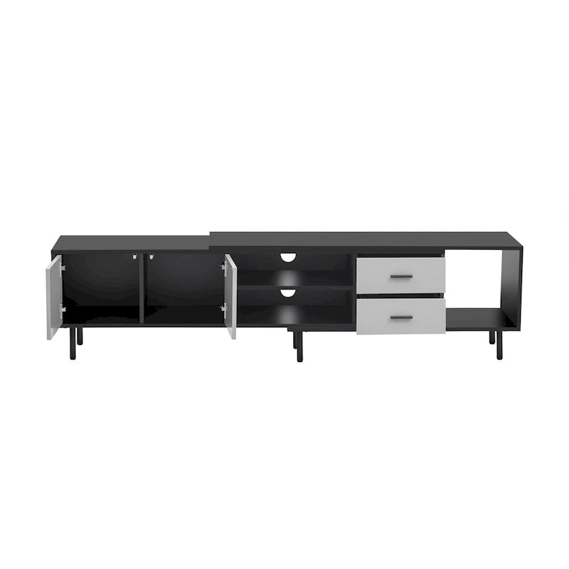Modern TV Stand with 2 Doors and Large Storage Cabinet