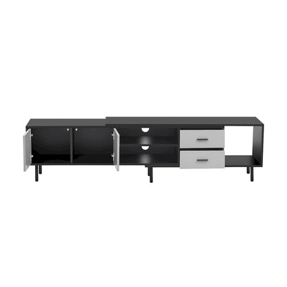 Modern TV Stand with 2 Doors and Large Storage Cabinet