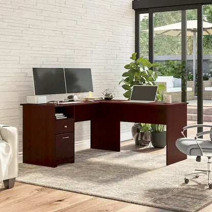 Cabot 60W L-Desk with Hutch and Drawers by Bush Furniture