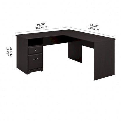 Cabot 60W L-Desk with Hutch and Drawers by Bush Furniture