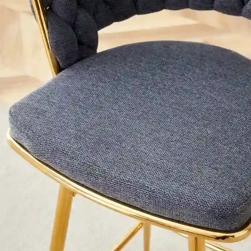 A Set of 4 Rotating Bar Stools, Equipped with Breathable Linen Cushions - Suitable for The Height of The Kitchen Island