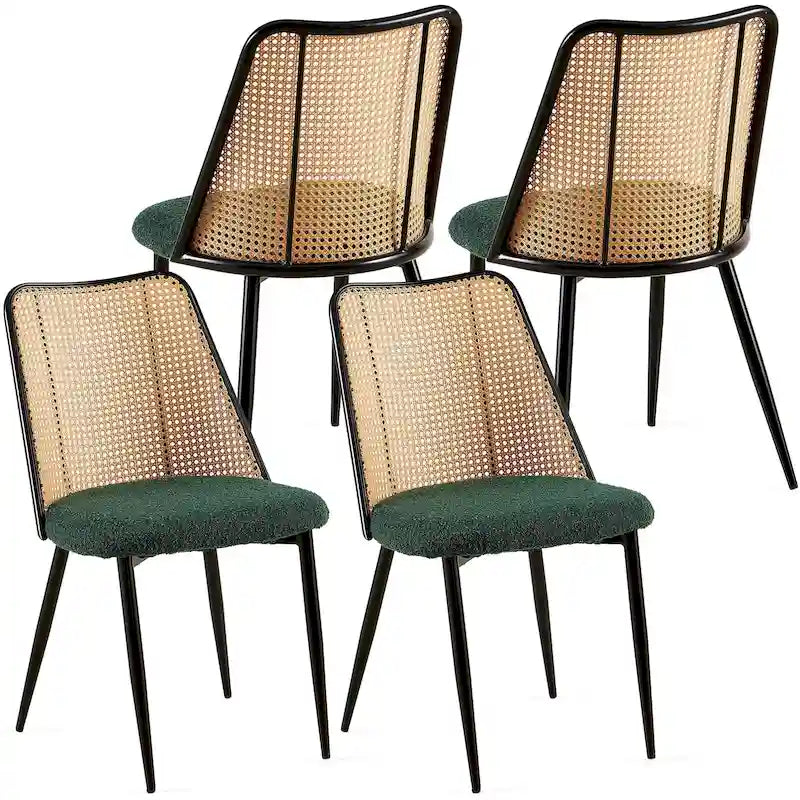 Dining Chairs Set of 4,Boucle Chairs with Natural Cane Back