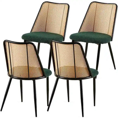 Dining Chairs Set of 4,Boucle Chairs with Natural Cane Back