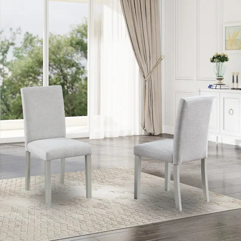 Dining Chairs Set of 2, Modern Kitchen & Dining Room Chairs, Upholstered Linen Cushion Seat and Rubber Wood Legs