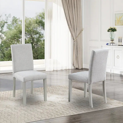 Dining Chairs Set of 2, Modern Kitchen & Dining Room Chairs, Upholstered Linen Cushion Seat and Rubber Wood Legs
