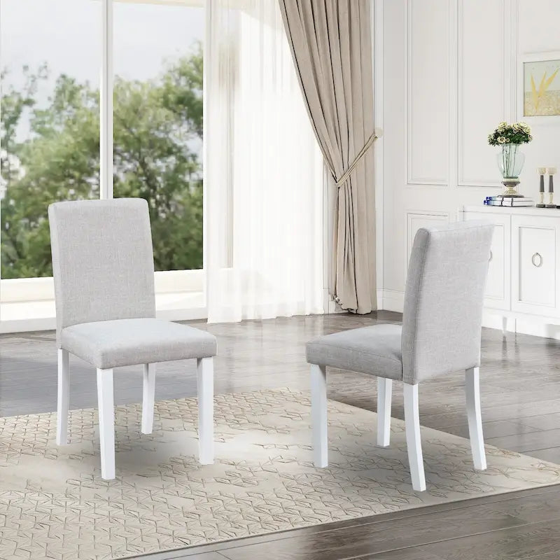 Dining Chairs Set of 2, Modern Kitchen & Dining Room Chairs, Upholstered Linen Cushion Seat and Rubber Wood Legs