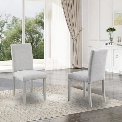 Dining Chairs Set of 2, Modern Kitchen & Dining Room Chairs, Upholstered Linen Cushion Seat and Rubber Wood Legs